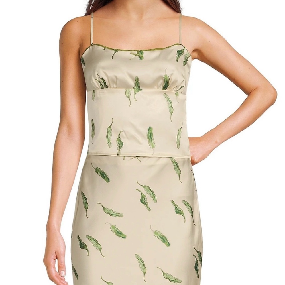 Cropped Camisole Top Green Chili Pattern NWT